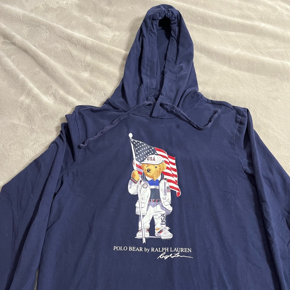 Ralph Lauren Navy Polo Bear USA Hoodie